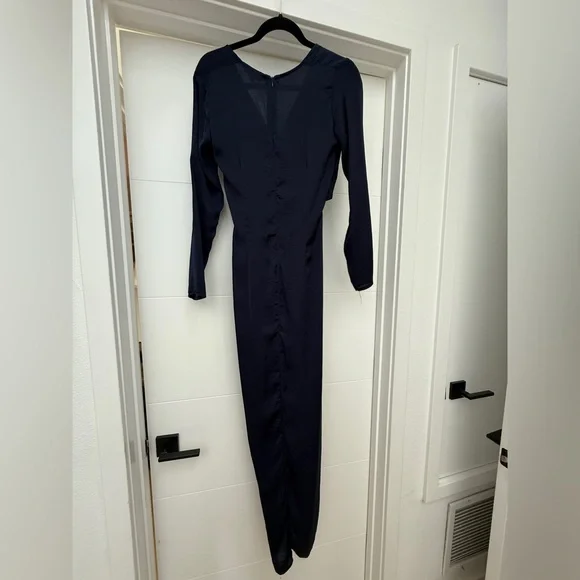 Topshop Navy Long Sleeve Twisted Front Maxi Dress Elegant & Formal Gown Size 6 - Picture 9 of 14